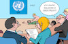 Cartoon: Selenskyj UN (small) by Erl tagged politik,vereinte,nationen,un,vollversammlung,rede,wolodymyr,selenskyj,bitte,hilfe,abwehr,verteidigung,krieg,überfall,russland,wladimir,putin,karikatur,erl