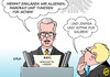 Cartoon: sicher und sauber (small) by Erl tagged asyl,debatte,bundestag,innenminister,de,maiziere,sicher,herkunftsländer,algerien,marokko,tunesien,abgasskandal,vw,opel,zafira,astra,diesel,werte,manipulation,software,karikatur,erl