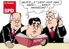 Cartoon: SPD K-Frage (small) by Erl tagged spd,kanzlerkandidat,frage,peer,steinbrück,sigmar,gabriel,frank,walter,steinmeier,troika,führung,ministerpräsidentin,nrw,hannelore,kraft,hoffnung,hoffnungsträgerin