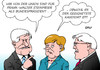 Cartoon: Steinmeier Union (small) by Erl tagged bundespräsident,joachim,gauck,amtszeit,ende,nachfolger,frank,walter,steinmeier,spd,unterstützung,union,cdu,csu,ministerpräsident,bayern,horst,seehofer,bundeskanzlerin,angela,merkel,pech,kandidaten,köhler,wulff,ungeeignet,geeignet,karikatur,erl