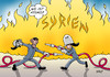 Cartoon: Syrien (small) by Erl tagged syrien,bürgerkrieg,präsident,assad,brandstifter,brand,feuerwehr,streit,usa,russland,obama,putin,feuer,krieg,is,rebellen,flüchtlinge,europa,eu,karikatur,erl