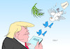 Cartoon: Taubenschießen (small) by Erl tagged politik,usa,präsident,donald,trump,befehl,militärschlag,raketenangriff,general,iran,konfrontation,nahost,pulverfass,vergeltung,gefahr,eskalation,krieg,außenpolitik,twitter,schießen,friedenstaube,karikatur,erl