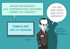 Cartoon: Tempolimit (small) by Erl tagged politik,bundesumweltamt,tempolimit,autobahn,co2,einsparung,höher,verkehrsminister,volker,wissing,fdp,nein,wissenschaftsfern,mephisto,faust,goethe,geist,der,stets,verneint,karikatur,erl