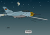 Cartoon: Tornado (small) by Erl tagged flugzeug,militär,aufklärung,tornado,einsatz,syrien,nacht,cockpit,beleuchtung,helligkeit,dunkelheit,blind,binde,stock,blindflug,flug,mond,sterne,karikatur,erl