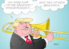 Cartoon: Trump Geheimnisverrat (small) by Erl tagged donald,trump,vorwurf,geheimnisverrat,geheimnis,geheimdienst,wissen,terrororganisation,terror,is,verrat,russland,außenminister,lawrow,gefahr,quelle,ausposaunen,hinausposaunen,posaune,lied,musik,größe,make,america,great,again,angeber,karikatur,erl