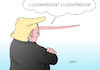 Cartoon: Trump Lügenpresse (small) by Erl tagged usa präsident donald trump amtseinführung inauguration besucherzahlen niedrig hoch streit geheimdienst schuld medien presse lügenpresse lüge wahrheit lügner wahlkampf fakten postfaktisch zeitalter karikatur erl