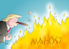 Cartoon: Trump Nahost (small) by Erl tagged usa,präsident,donald,trump,nahost,frieden,nahostfrieden,plan,anerkennung,jerusalem,hauptstadt,israel,konflikt,vorprogrammiert,palästina,palästinenser,unruhen,brand,flächenbrand,zweistaatenlösung,zwei,staaten,lösung,ferne,pulverfass,lunte,feuer,zündholz,zündeln,zigarre,rauchen,wählerstimmen,karikatur,erl