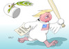 Cartoon: Trumps Friedensplan (small) by Erl tagged usa,präsident,donald,trump,nahost,frieden,nahostfrieden,plan,friedensplan,anerkennung,jerusalem,hauptstadt,israel,konflikt,vorprogrammiert,palästina,palästinenser,zweistaatenlösung,zwei,staaten,lösung,ferne,baseballschläger,holzhammer,friedenstaube,verkleidung,maske,diplomatie,karikatur,erl