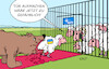 Cartoon: Ukraine NATO (small) by Erl tagged politik,krieg,angriff,überfall,russland,ukraine,wunsch,beitritt,aufnahme,mitgliedschaft,nato,aufschub,gefahr,eskalation,bär,schaf,schafe,gehege,gatter,pferch,schutz,tür,lamm,scholz,karikatur,erl