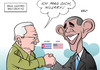 Cartoon: USA Kuba Clinton (small) by Erl tagged usa,kuba,revolution,feindschaft,handelsembargo,tauwetter,raul,castro,barack,obama,präsident,treffen,handschlag,bekanntgabe,kandidatur,hillary,clinton,us,präsidentin,weisicht,zukunft,karikatur,erl