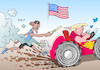 Cartoon: USA Stabübergabe (small) by Erl tagged usa,stabübergabe,staffellauf,stab,wechsel,abschied,präsident,barack,obama,inauguration,donald,trump,lauf,auto,fahren,autofahren,vollgas,kavalierstart,imponiergehabe,abgase,handy,twitter,charakter,eignung,amt,rechtspopulismus,karikatur,erl