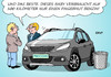 Cartoon: Verbrauchsangaben (small) by Erl tagged auto,autohersteller,autobauer,angaben,verbrauch,kraftstoff,benzin,diesel,liter,pro,hundert,kilometer,schummelei,tricks,lügen,co2,ausstoß,umweltschutz,klimaschutz,klimawandel,erderwärmung,suv,fingerhut,karikatur,erl