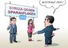 Cartoon: Vertrauen in Tsipras (small) by Erl tagged griechenland,ministerpräsident,alexis,tsipras,vertrauen,vertrauensfrage,hilfspaket,annahme,sparauflagen,partei,syriza,gegner,spaltung,sparschwein,sachzwang,geld,euro,krise,eu,ezb,esm,iwf,quadriga,karikatur,erl