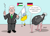 Cartoon: Vorführung - abgetaucht (small) by Erl tagged politik,besuch,deutschland,palästinenserpräsident,präsident,mahmud,abbas,aussage,israel,holocaust,kanzleramt,bundeskanzler,olaf,scholz,widerspruch,zu,spät,vogel,strauß,kopf,sand,waser,feuer,flagge,verbrennen,skandal,karikatur,erl