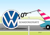 Cartoon: VW (small) by Erl tagged politik,auto,vw,volkswagen,dieselskandal,betrug,software,manipulation,abgas,werte,test,kunden,autofahrer,klage,gericht,bundesgerichtshof,urteil,schadensersatz,abschleppwagen,karikatur,erl