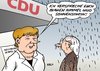 Cartoon: Wahlversprechen (small) by Erl tagged bundeskanzlerin,angela,merkel,cdu,wahlversprechen,kosten,milliarden,rechnung,bürger,wetter,regen,sonnenschein,himmel,grau,blau,nass