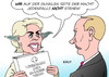 Cartoon: Weißbuch (small) by Erl tagged weißbuch,bundeswehr,richtlinie,militär,politik,verteidigung,angriff,auslandseinsatz,global,rolle,nato,westen,russland,konfrontation,dialog,star,wars,dunkel,macht,yoda,von,der,leyen,putin,karikatur,erl