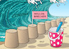 Cartoon: Wellenbrecher (small) by Erl tagged politik,corona,virus,pandemie,covid19,vierte,welle,maßnahmen,bund,länder,wellenbrecher,wort,des,jahres,sprache,deutsch,meer,strand,sand,sandspielzeug,eimer,schaufel,sandburg,karikatur,erl