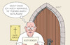 Cartoon: Weltsynode (small) by Erl tagged politik,religion,glaube,kirche,katholisch,papst,weltsynode,reformen,zölibat,priesteramt,priester,frau,homosexualität,reformator,luther,reformation,95,thesen,anschlag,schlosskirche,wittenberg,karikatur,erl