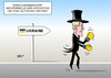 Cartoon: Westerwelle Ukraine (small) by Erl tagged ukraine,annäherung,eu,russland,drohung,protest,demonstration,opposition,vitali,klitschko,boxen,boxweltmeister,deutschland,außenminister,guido,westerwelle,reise,besuch,gespräche,helfen