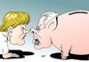 Cartoon: Widersacher (small) by Erl tagged merkel,koch,sparen,bildung,streit,schulranzen,schultasche,sparschwein