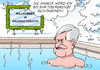 Cartoon: Wildbad Kreuth (small) by Erl tagged csu,klausur,wildbad,kreuth,bayern,thema,flüchtlinge,obergrenze,integration,konflikt,bundeskanzlerin,angela,merkel,ministerpräsident,horst,seehofer,baden,tauchen,winter,schnee,karikatur,erl