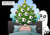 Cartoon: WM-Vorfreude II (small) by Erl tagged fußball,weltmeisterschaft,wm,brasilien,2014,eröffnung,vorfreude,weihnachten,christbaum,gelbe,rote,karte,eckfahne,traum,nacht,bett,wach,weihnachtslied,fifa,geld,geldgier,gier,gewinn,euro,dollar,gespenst