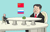 Cartoon: Zu Tisch (small) by Erl tagged politik,russland,wladimir,putin,besuch,china,xi,jinping,präsident,staatspräsident,diktator,diktatoren,überfall,angriff,ukraine,sanktionen,abhängigkeit,handel,schulterschluss,westen,tisch,größe,karikatur,erl