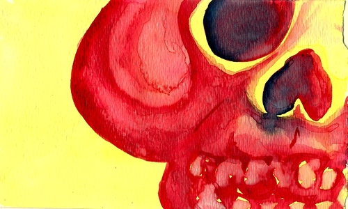 Cartoon: Calavera my Love (medium) by robobenito tagged calavera,skull,red,yellow,eyes,teeth,black,death,muerte,sleep,color,colors