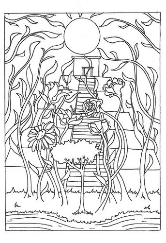 Cartoon: Classic Modern (medium) by robobenito tagged temple,water,flowers,plants,nature,stone,worship,sun,god,goddess,vines,tree,river,symbol,symbolism,ivy,flow,flowing,earth,rock,levels,steps,sacrifice,beauty,grass,pen,ink,pencil,peaceful,relax,sunlight,ancient,aztec,maya,toltec,indian,indigenous