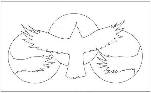 Cartoon: Crow Dance (medium) by robobenito tagged crows,circles,birds,sun,silhouette,cuervo,cuervos,line,drawing,indian,native,american,wings,tail,feather,circle,ink,pencil,pen,illustration,black,white,wing,north