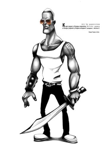 Cartoon: CARL Sunglases (medium) by billfy tagged warrior,super,hero,cartoon,gaffity