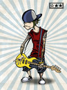 Cartoon: bass guitarist (small) by billfy tagged bass guitarist with masta bruss lee tattoo right hand