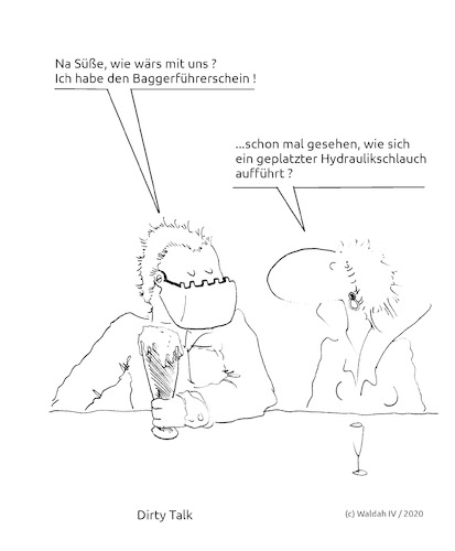 Cartoon: Mann baggert Frau an (medium) by waldah tagged anbaggern