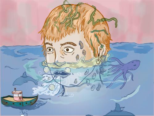 Cartoon: underwater (medium) by John Bent tagged water