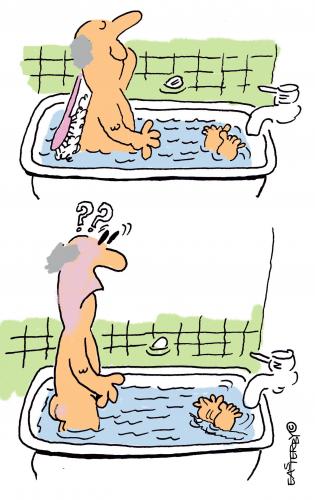 Cartoon: Alone in the bath (medium) by EASTERBY tagged bathtime
