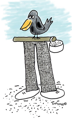 Cartoon: Bird trousers (medium) by EASTERBY tagged birds,feeding
