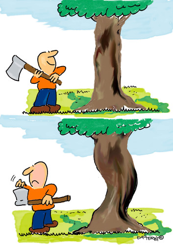 Cartoon: Biunt Tree (medium) by EASTERBY tagged forests,trees,lumberjacks