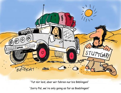 Cartoon: Hikehitcher (medium) by EASTERBY tagged hitchhiker,holidays,desert