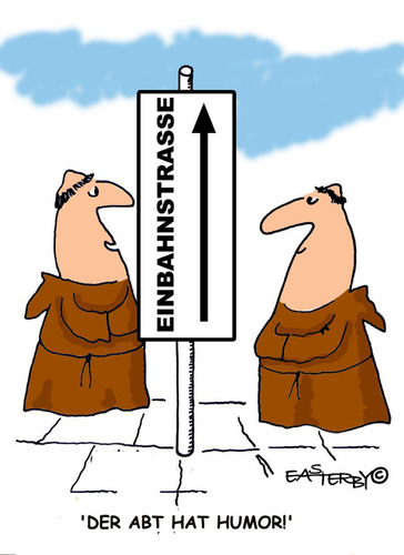 Cartoon: HOLY ORDERS 4 deutsch (medium) by EASTERBY tagged monks,halos,heaven