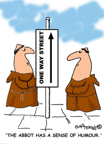 Cartoon: HOLY ORDERS 4 english (medium) by EASTERBY tagged monks,halos,heaven