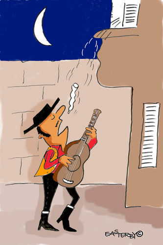 Cartoon: i loveeeeeee youuuuuu (medium) by EASTERBY tagged spanish,lover,serenades