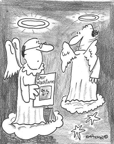 Cartoon: Jehovas Engel (medium) by EASTERBY tagged witnesses,jehovas,heaven,angels