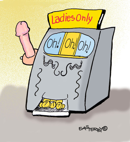 Cartoon: Ladies only Slot machine (medium) by EASTERBY tagged machines,slot,gamblers,lady