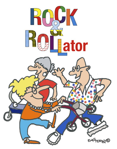 Cartoon: ROCK and ROLLator (medium) by EASTERBY tagged seniorentanz,rollatoren,seniorentanz,rollatoren