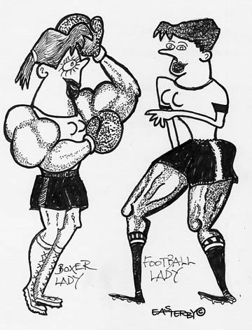 Cartoon: SPORTING LADIES (medium) by EASTERBY tagged sport,women,boxing,football
