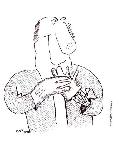 Cartoon: Very handy (medium) by EASTERBY tagged skeletons,hands