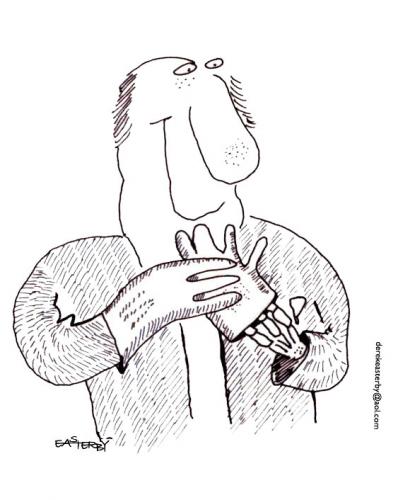 Cartoon: Very handy (medium) by EASTERBY tagged skeletons,hands