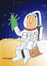 Cartoon: Spaceman with glovepuppet (small) by EASTERBY tagged spaceman,glovepuppet,toys