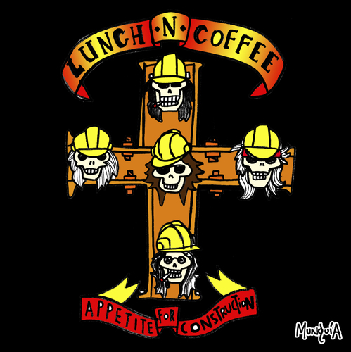 Cartoon: Appetite for construction (medium) by Munguia tagged for,appetite,roses,guns,destruction,80s,rock,heavy,metal,construction,helmet